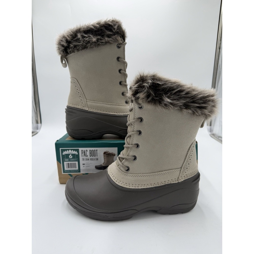 Northeast Outfitters Womens Faux Fur Pac Winter Boots w/Thinsulate Ivory Size 6